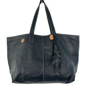 KRIS Designs Handmade Large Navy Leather Tote India